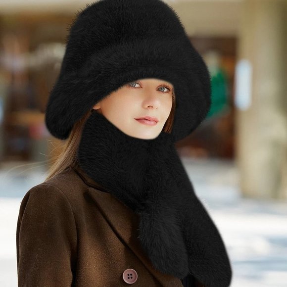 Black Womens Bucket Hat And Scarf - Picture 3 of 3